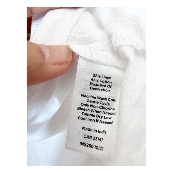 Talbots White Blouse with Navy Butterfly Detail - Picture 4 of 7